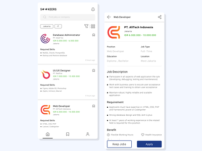 Seekeers Jobs App aplication app app design application design job app jobseeker mobile mobile app mobile app design ui ui ux