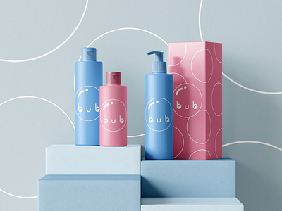 BUB soap mockup blue bottle branding design icon illustration illustrator kids minimal minimalist packaging photoshop pink smile soap typography