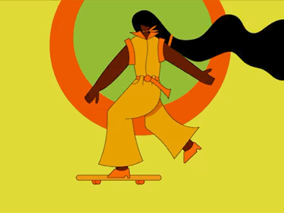 70’s skater 70s after effects animations character illustrator skateboarding