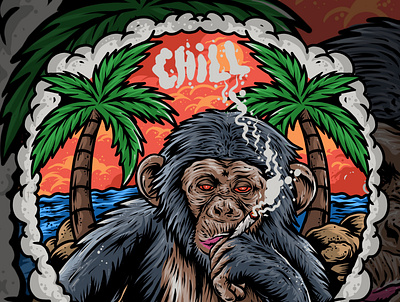 Monkey smoke weed cover artwork design graphic design illustration illustrator logo vector