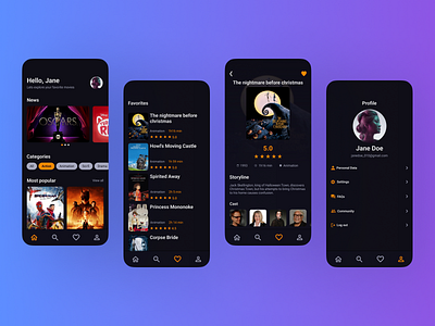 Movie App app design ghibli interface movie nightmarebeforechristmas ui userinterface