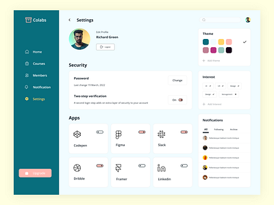 Settings Page : Daily UI #007