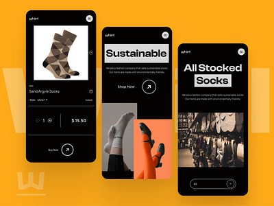Whirl - Mobile UI app design landing page online store shop socks store ui ux