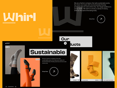 Whirl - Web UI landing page products sell shop socks store ui website
