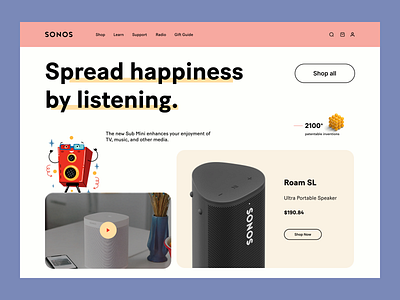 SONOS | Re-design landing page design landing page redesign sound system store website wireless