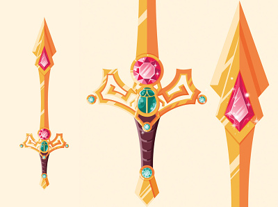 Art Deco Sword adobe illustrator blade gems gemstones gold gold sword jewelry sword vector art vector illustration weapon
