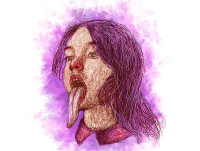 Tongue digital painting girl illustration lineart portrait portrait art portrait illustration portrait painting scribble scribble art scribbles women