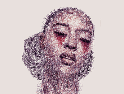 Cry contemporaryart digital painting illustration lineart portrait portrait art portrait painting scribble scribble art scribbles
