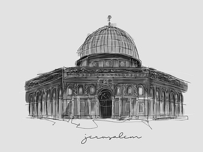 Dome of The Rock building paint buildings digital painting fineart illustration lineart portrait art portrait illustration portrait painting scribble scribble art urban sketch urban sketching