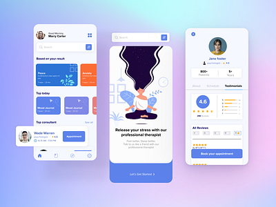 WeCare app - mental health ui design