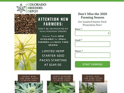 Hemp Seeds Landing Page