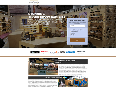 Creative Displays Landing Page contact us conversion graphic design landing page multi step form trade show