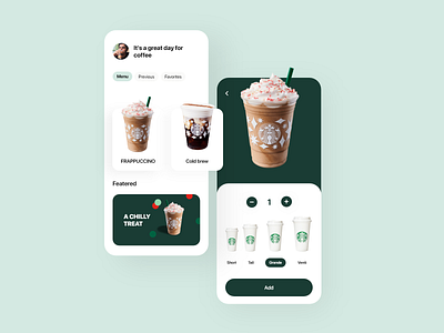 Starbucks app UI concept app coffee design starbucks ui ui design uidesigner uiux