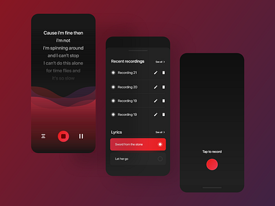 Voice Recorder App UI app application mobile ui ui design uidesigner uiux voice voicerecorder