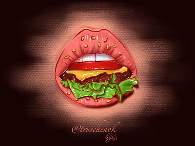 Burger Lips illustration food procreate