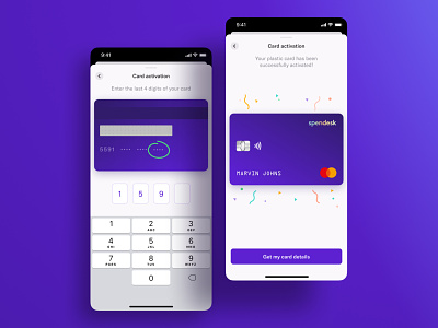 Spendesk: Card activation on mobile card interface design mobile ui