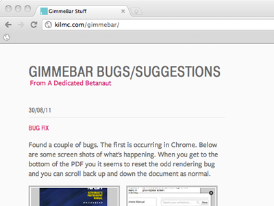GimmeBar Bug/Suggest Page gimmebar site suggestions