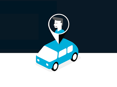 Palto- app to get a car on demand animation app car concept flat design isometric person pin