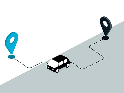 Infographic journey A to B app car flat design isometric journey map road trafic