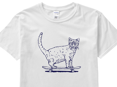 Cat riding a skateboard cat cat lover cat skating cool cat kitten kitty lol cat rider skateboard tshirt