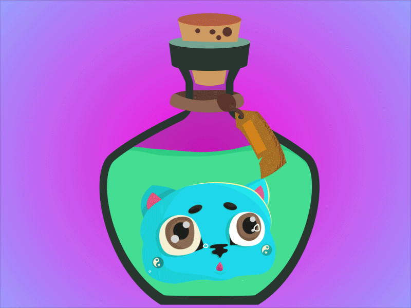 Magic bottle 2d animation ae after effects animal animated animated gif animation animation cat bottle cat cute cat dead gif illustrator magic magic bottle magic cat magic water revival revival skull