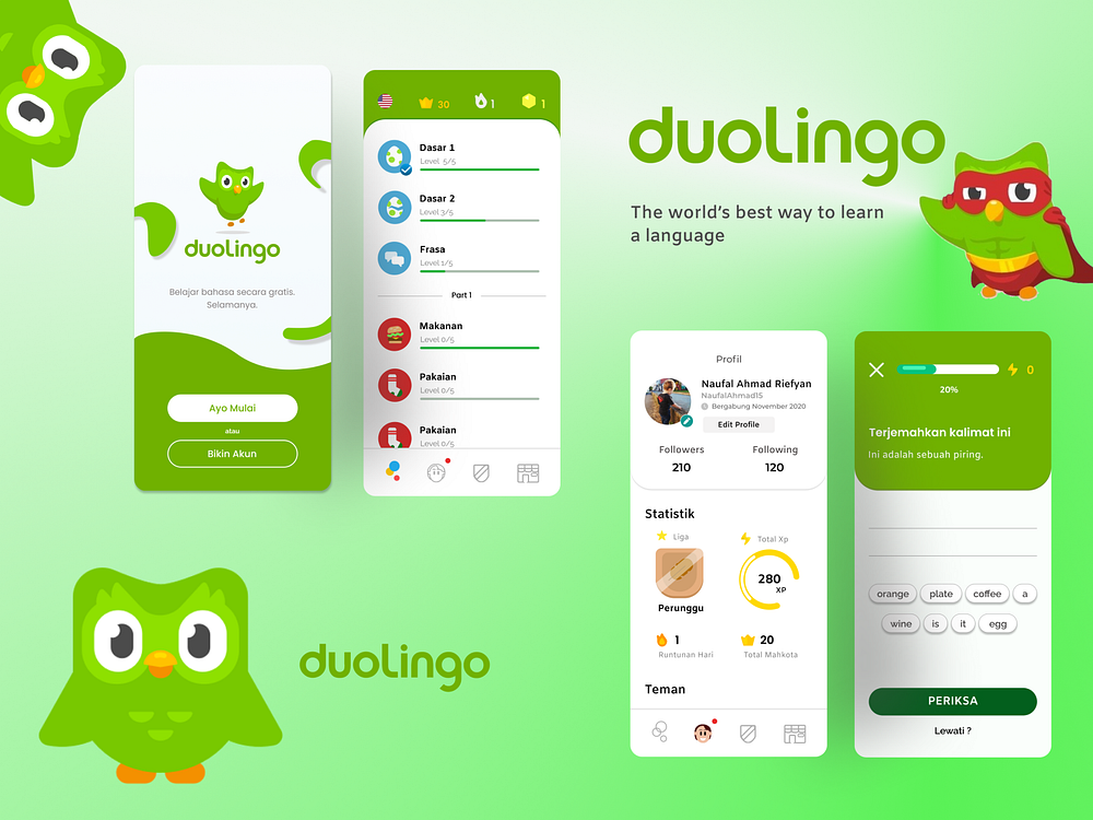 Duolingo Redesign Concept App by Naufal Ahmad on Dribbble