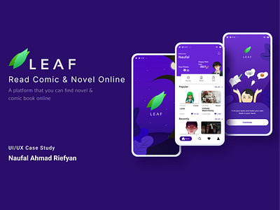 "LeafApp" Comic & Novel Book - Mobile App book case study comic figma mobile app novel ui ux