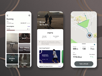 Let's Jog - Sport App for Mobile Application healthy mobile application running sport track ui ux