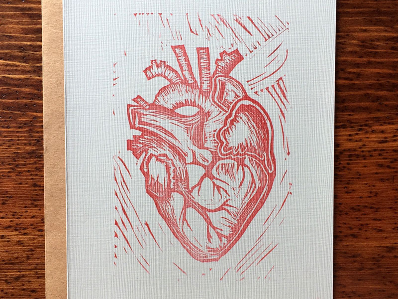 Heart Linocut Print by Sarah Calvillo on Dribbble