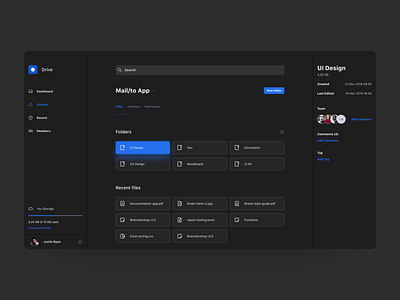 Design Concept File Manager Dark UI app design dark ui file manager product design ui design user experience user interface ux design