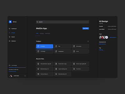 Design Concept File Manager Dark UI