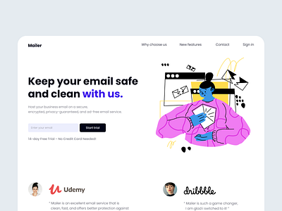 Email Service Website adobexd design graphic design ui uidesign uiux ux uxdesign