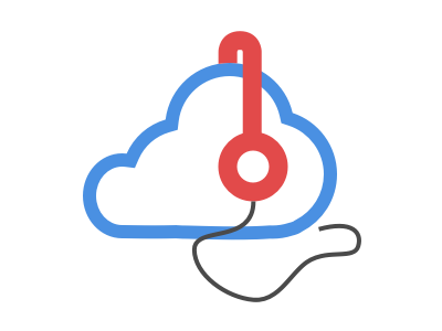 Cloud with headphones on cloud headphones logo