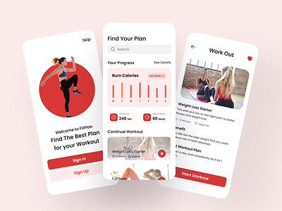 Fitness Plan Mobile Application app chart crossfit design exercise fitness gym health homepage interface mobile plan report ui ui design uiux workout
