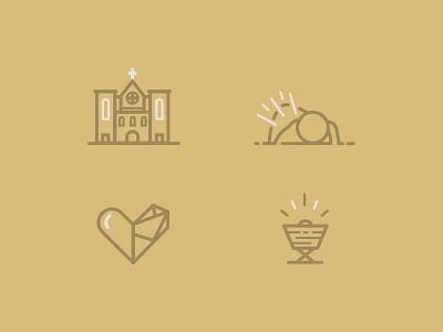 Icon Set church gold icons