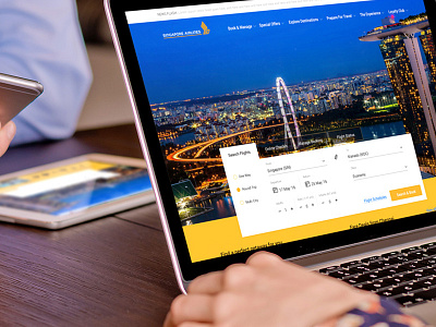 Website design for Singapore Airlines airlines blue design responsive ui website yellow