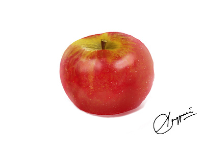 Redrawing apple in digital painting