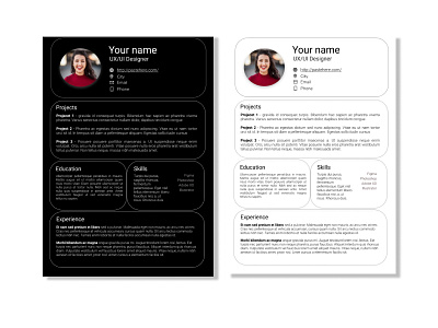 CV / Resumee Template Figma clean cv cv template dark resumee white