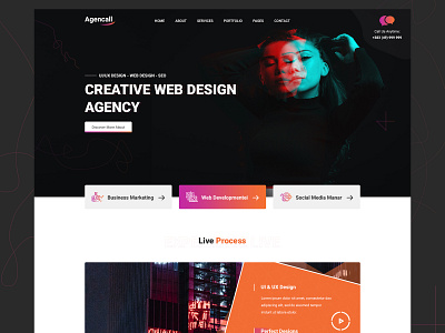Agencall - Web Agency Landing Page agency branding creative design design graphic design photoshop ui upcoming ux web agency webdesign