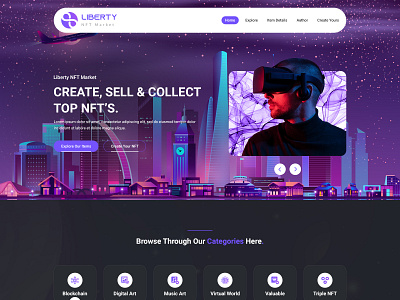 NFT Market Landing Page agency creative creative design crypto design graphic design illustrator nft ui web web design webdesign