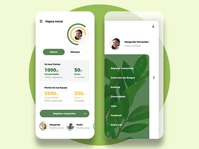 Sales force management system app chart design green ios management app menu minimal profile ui user experience prototype ux