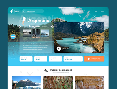 Fleev - Travel Landing Page clean concept design landing page landingpage landingpagedesign minimal mountain patagonia travel travel agency ui vacation web website