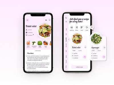 Recipes-Concept App design food app mobile app pastel colors recipe app ux