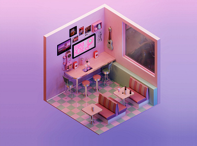 Retro Diner 3d graphic design