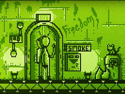 Backdoor smoking artist design designer gameboy illustration pixel pixelart print videogame