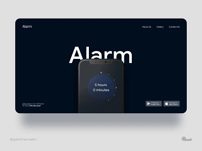 Landing Page for Alarm App 3d alarmapp alarmclock alarmclockapp app clockapp design flat landingpage landingpagedesign minimal typography ui uidesign uidesignchallenge ux web