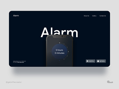 Landing Page for Alarm App 3d alarmapp alarmclock alarmclockapp app clockapp design flat landingpage landingpagedesign minimal typography ui uidesign uidesignchallenge ux web