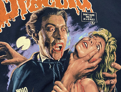 Dracula vintage print apparel dracula halloween horror illustration screen printing