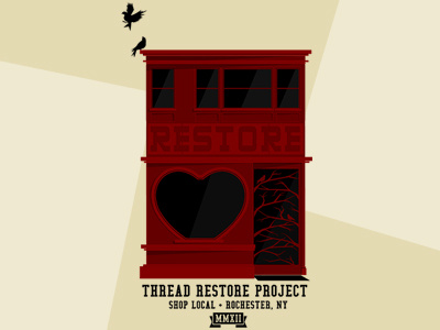 Thread Restore Full birds building charity poster rochester screen printing