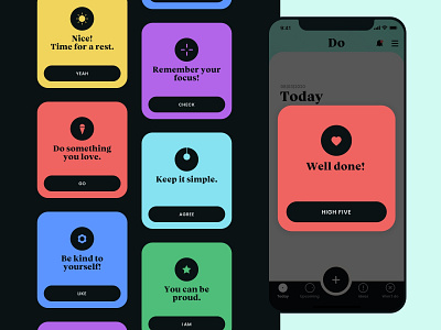 Do Task App – Motivational pop-up buttons check icons lists mobile mobile app motivation pop art popup primary colors secondary colors simple design task management app tasks uidesign